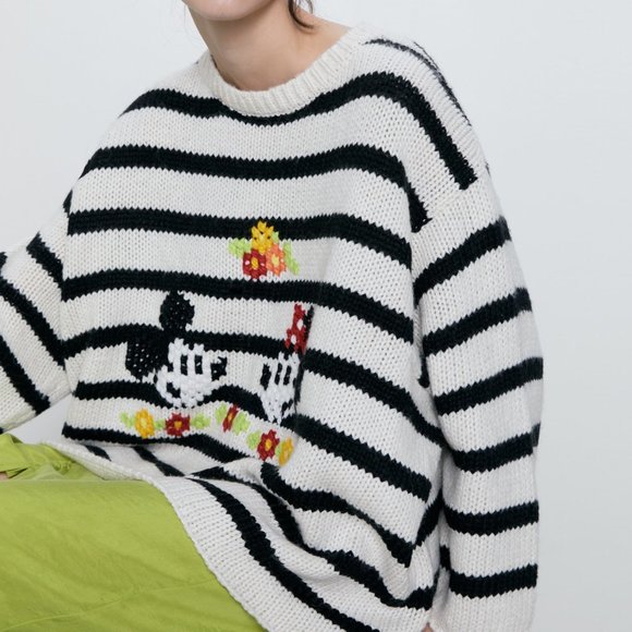 NEW Zara Mickey Minnie Mouse Disney Stripe Sweater - Picture 5 of 14